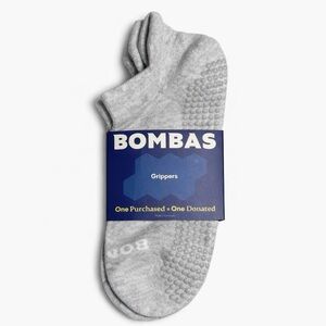 Bombas Gripper Ankle Socks Women Varsity Grey Non-Slip Yoga Pilates Barre M NEW